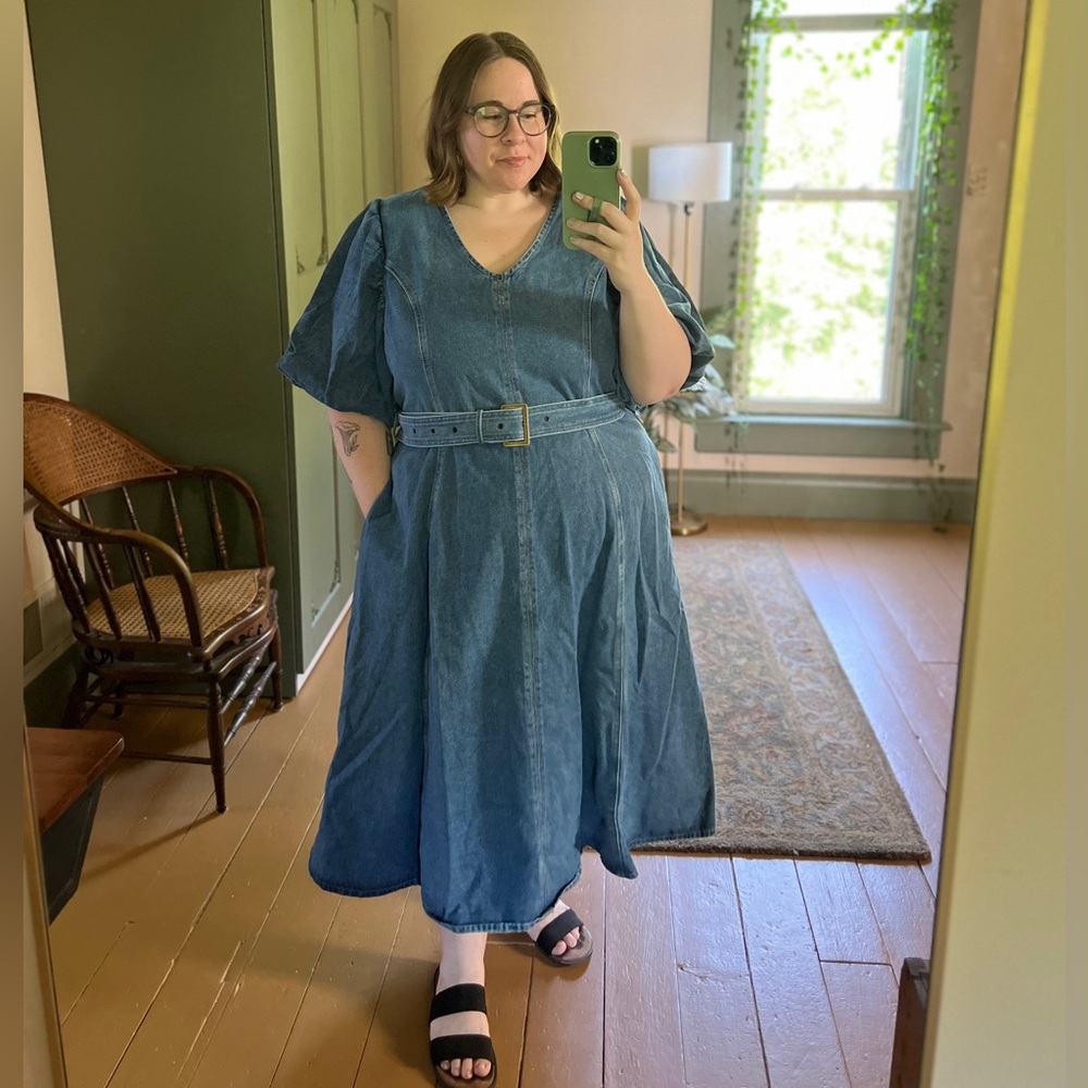 22W City Chic Denim Midi Dress